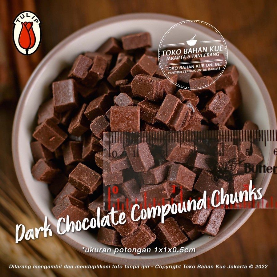 

Tulip Choco Chunks 250gr Dark Chocolate Compound Cokelat Chunk Coklat Potongan