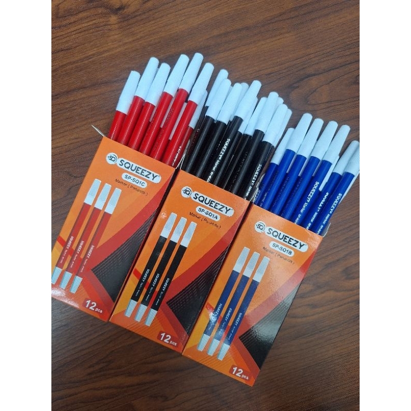 

isi 12 Spidol Marker Kecil SQUEEZY/Spidol Hitam Merah Biru/Spidol Penanda/Sepidol