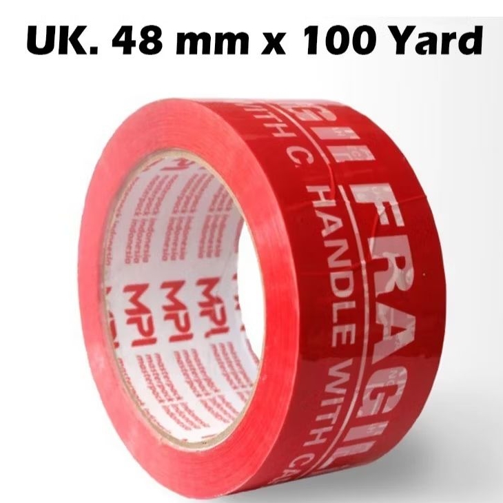 

PROMO MURAH Lakban Fragile Merah 48 mm x 100 Yard - Handle With Care Jangan Di Banting - MPI