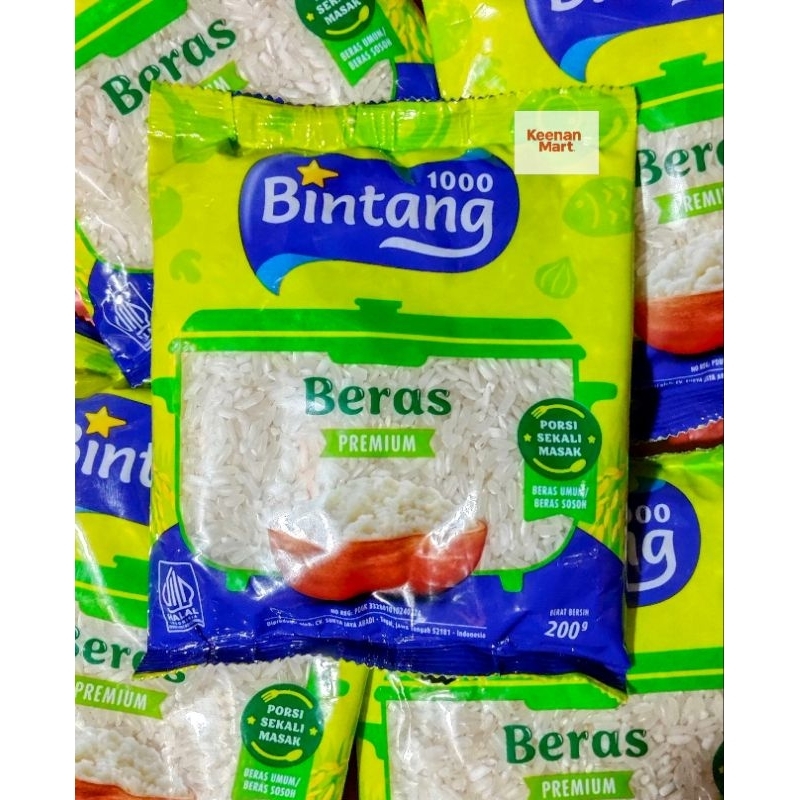 

Beras Premium 1000 Bintang 200gr - Porsi Sekali Masak, Beras Pulen & Harum