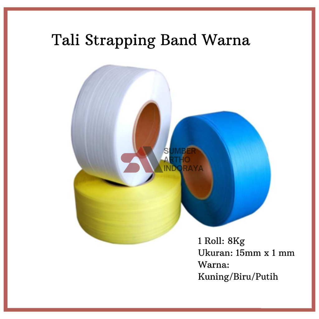 

Tali Strapping Band Warna 15 mm Tali PACKING WARNA KUNING / HIJAU