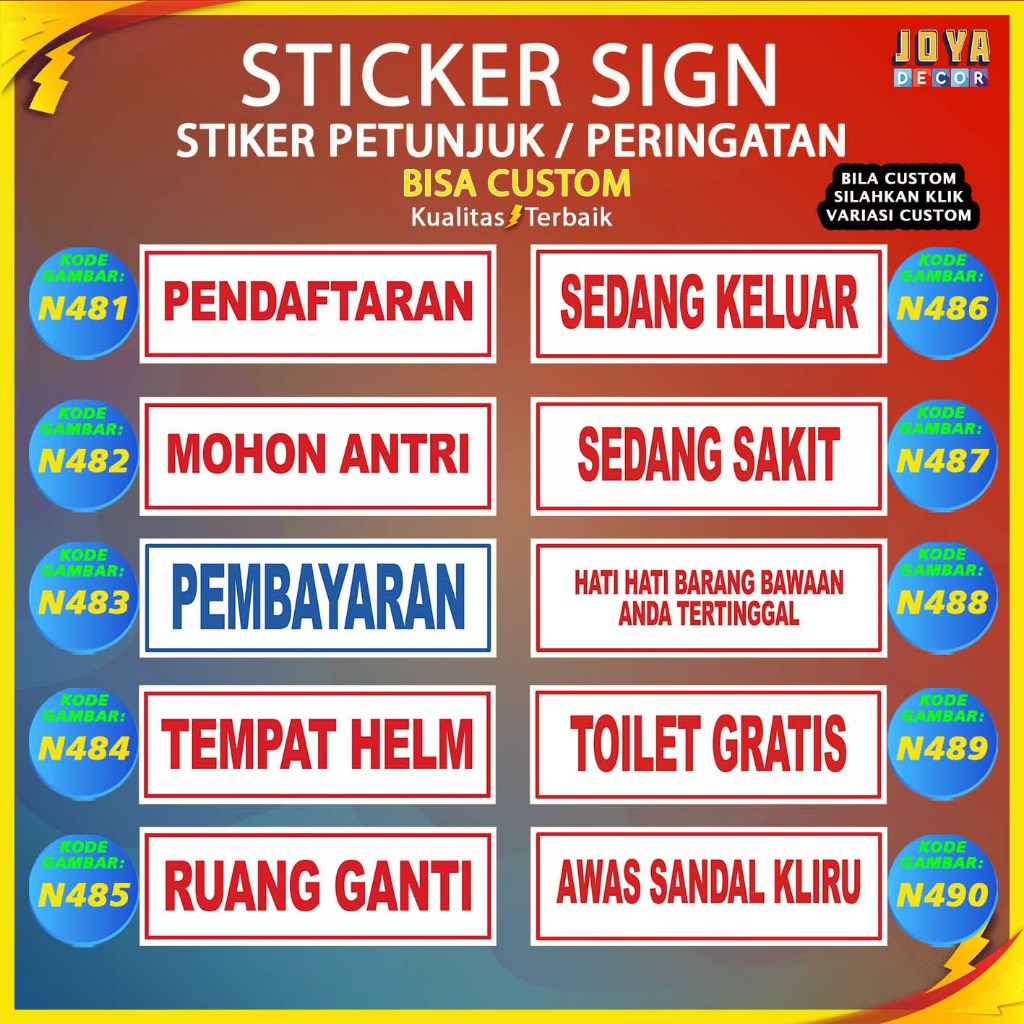 

Sticker Stiker Petunjuk Warning Pengumuman mohon antri ruang ganti sedang belajar tutup jam 4 sore N481