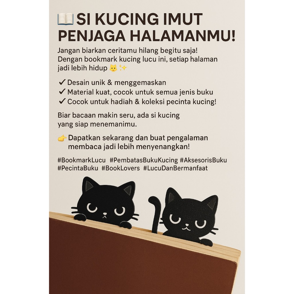 

Bookmark Kucing Lucu 3D – Pembatas Buku Unik & Imut untuk Pecinta Buku