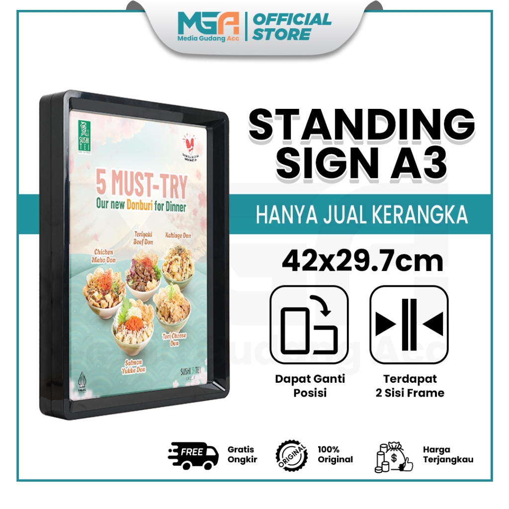 

【UHOO】STANDING SIGN A3 / TEMPAT BROSUR / TENT HOLDER / TENT CARD / AKRILIK DISPLAY MENU