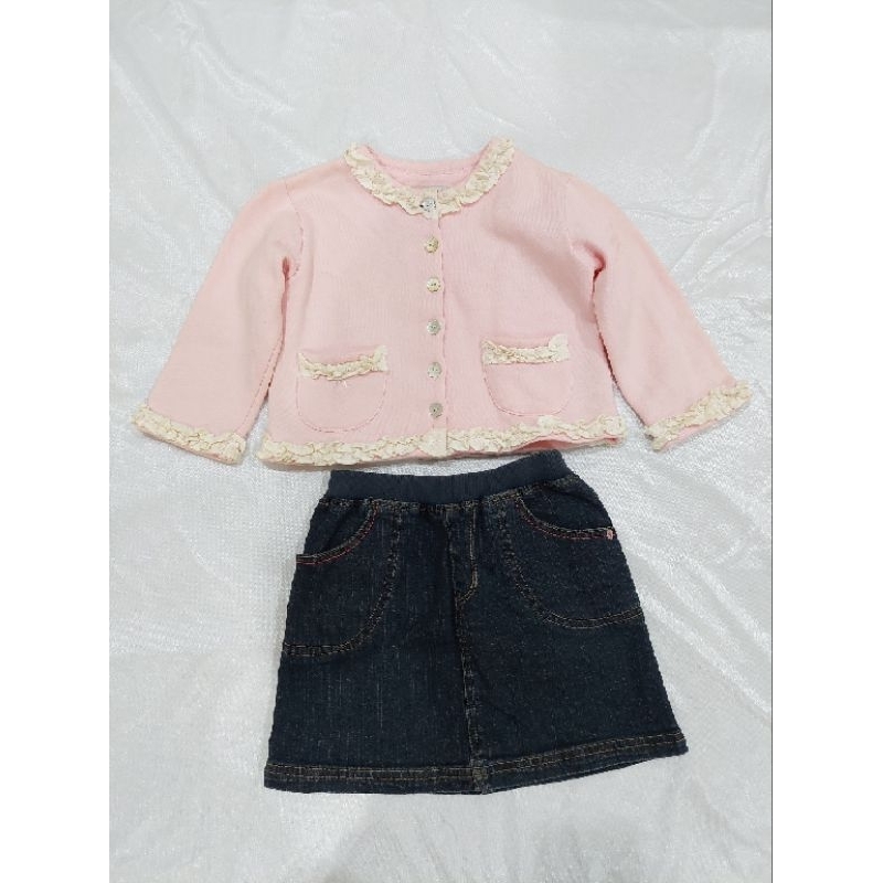 Set jeans ruffle pink anak lucu kawai kawaii lucu tralala mezzo piano bandai ban dai lolita babydoll