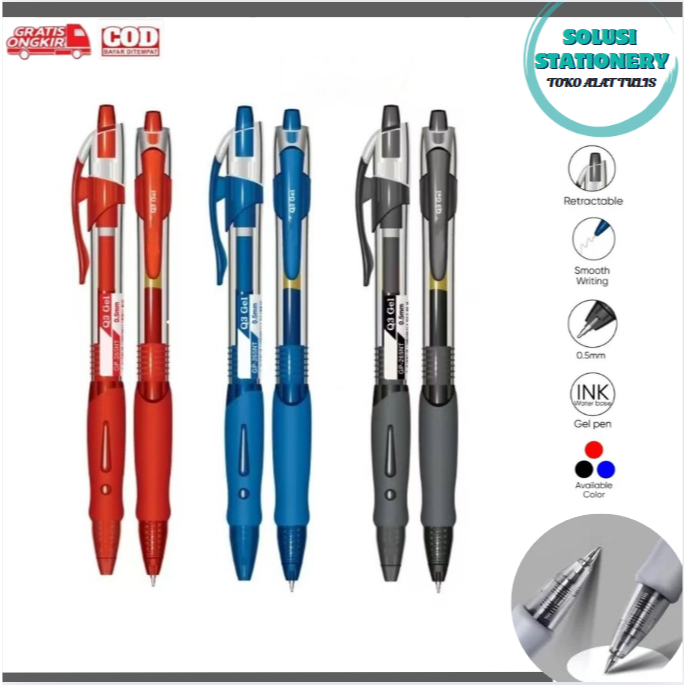 

SOLUSI STATIONERY 1 PCS Gel Pen Pulpen Joyko GP-265 (Q-Gel) Gel 0.5mm Pulpen Cetek Hitam Biru Merah