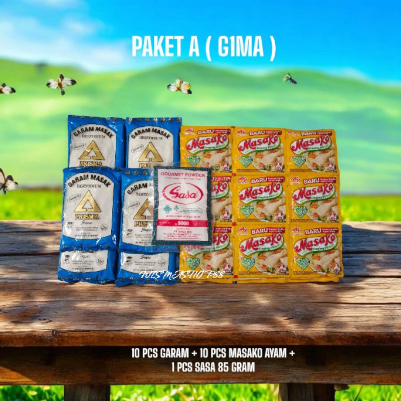 

PAKET 16 RIBUAN HEMAT 10 PCS GARAM 100 GRAM + 10 PCS MASAKO / ROYCO + 1 PCS SASA MICIN 85 GRAM / GAREM / BUMBU DAPUR / GARAM