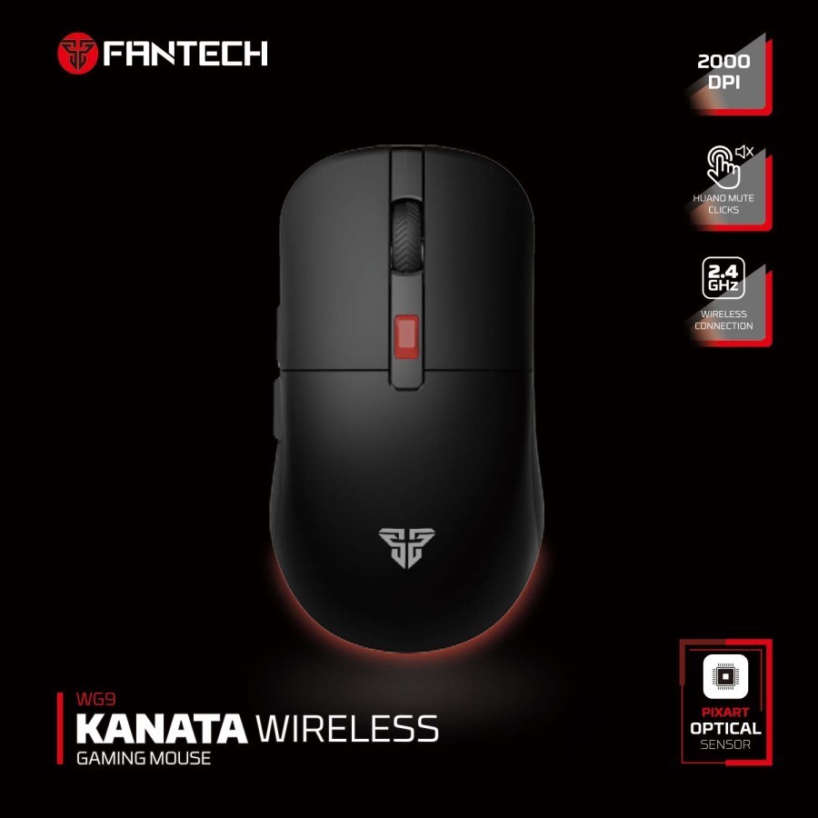 Mouse Wireless Fantech Kanata WG9 Black Mouse Gaming Wireless RGB Macro
