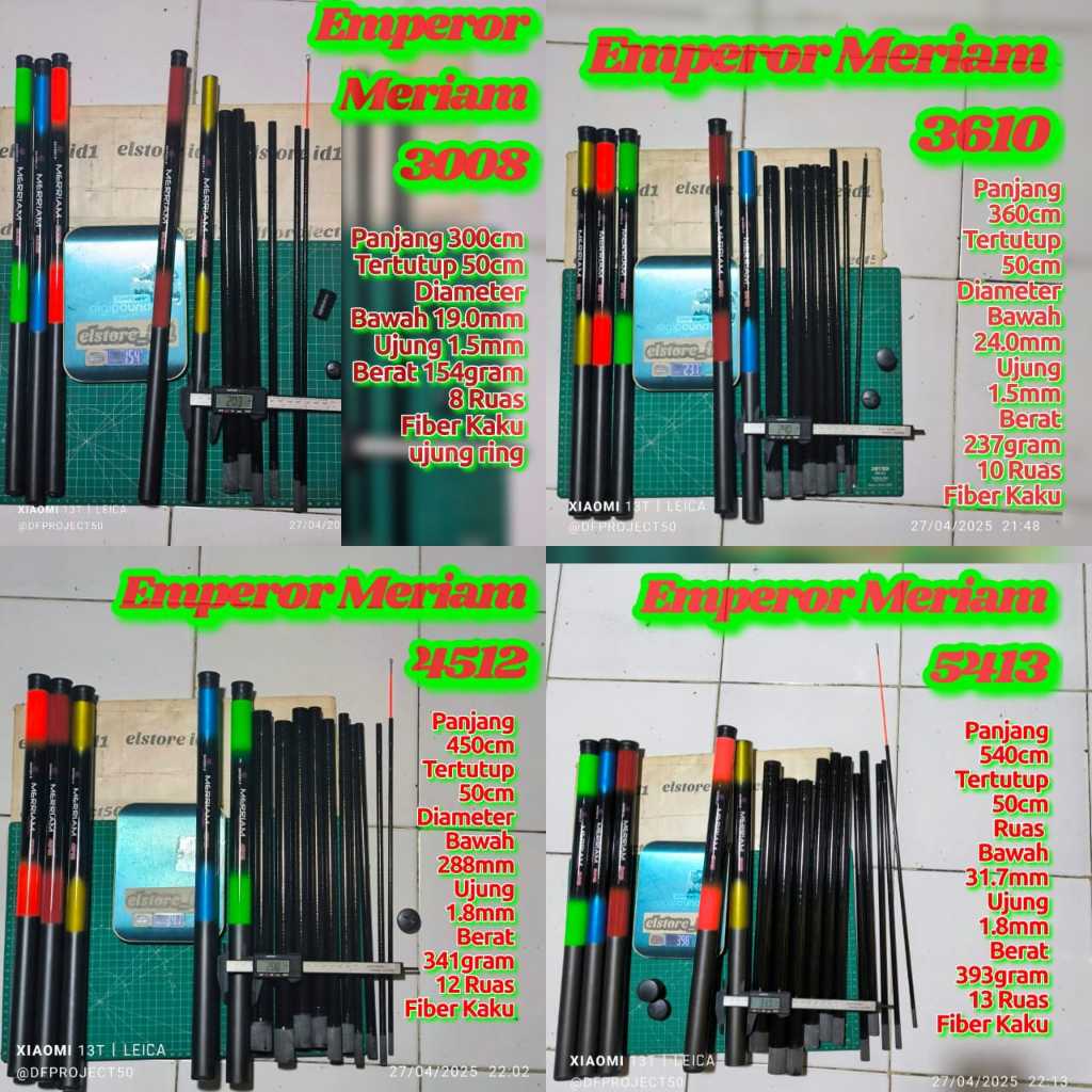 Joran Tegek Cenul Ruas pendek 50cm emperor MERIAM ujung ring kaku 300cm 360cm 450 cm 540 cm
