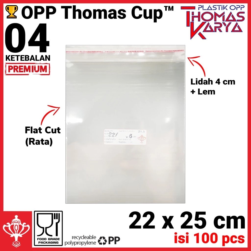 Plastik OPP 22x25 TEBAL | Isi 100 | Kantong Bening | Kemasan Baju Anak | Kemasan Masker | Packing Hi