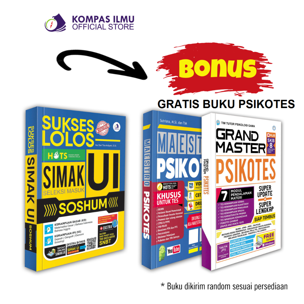 KENDI MAS MEDIA - Buku SIMAK UI SOSHUM SAINTEK FREE BUKU PSIKOTES ATAU TKA SMA