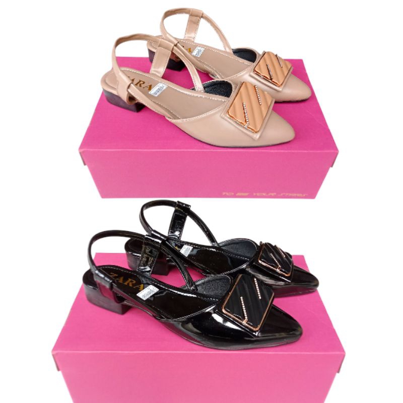 Sepatu pansus wanita Zara tali belakang kekinian model terbaru