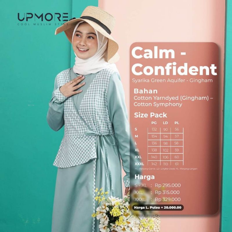 Upmore Syarikq Green Kotak Kotak Rompi Gamis Dewasa Remaja Kekinian
