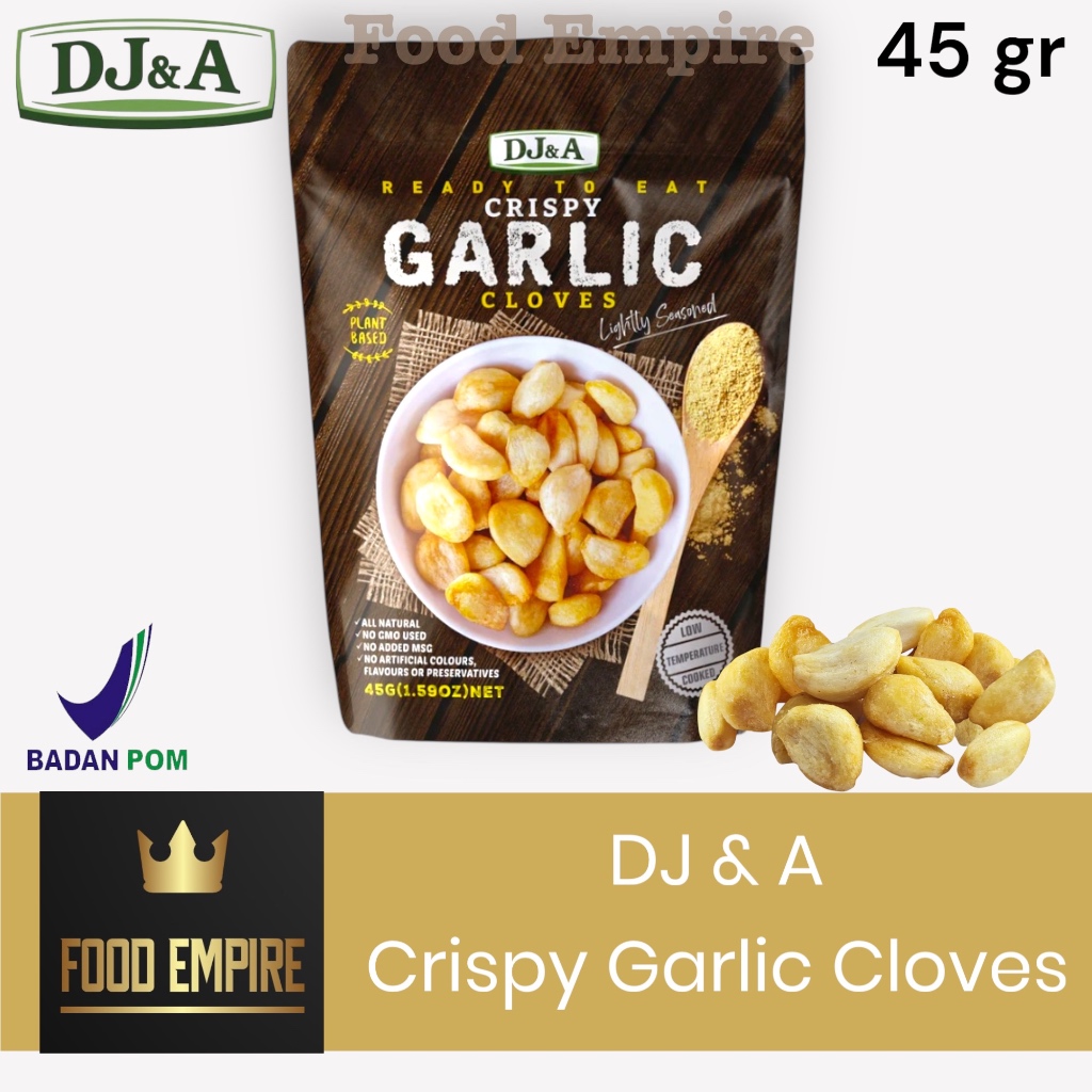 

DJ&A Crispy Garlic Cloves 45 gram | DJ & A Snack Bawang Putih