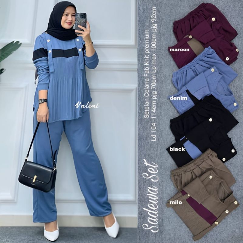 (COD) Sadewa/ Anwar/ gloria/ Almira set ORI Athaya/ setelan import terbaru blus kemeja dengan celana