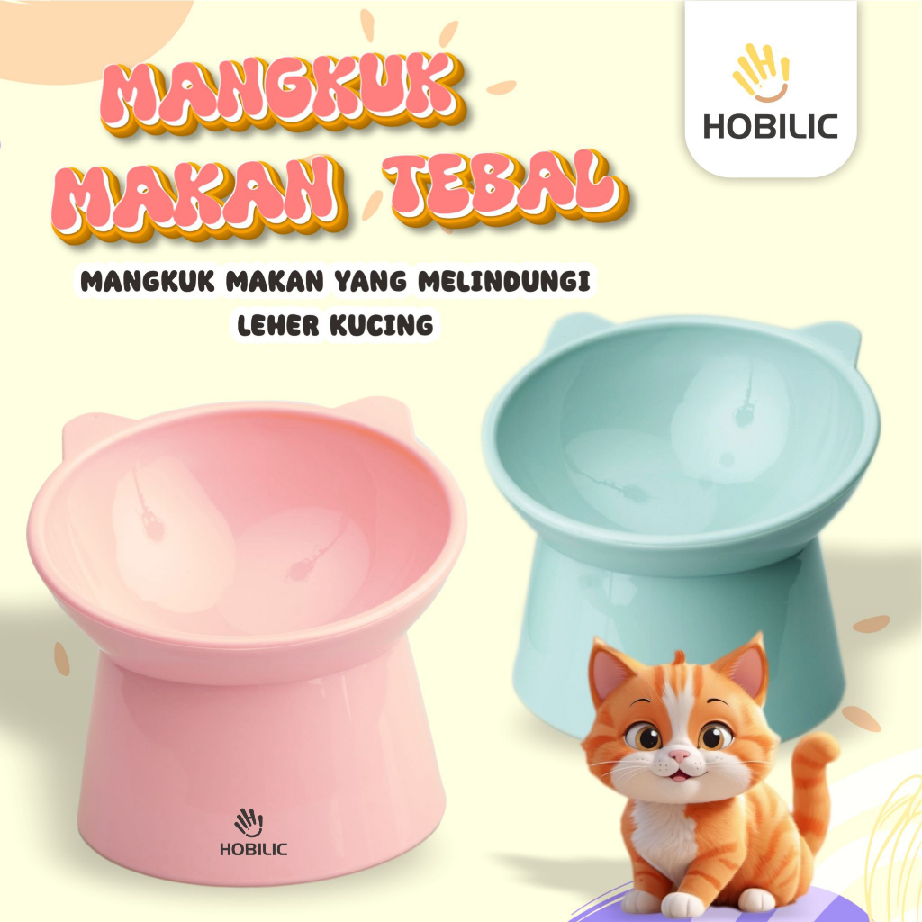 Hobilic Mangkok Bowl Makan Kucing Lucu Anti Semut Tinggi Tempat Makan Kucing Tinggi