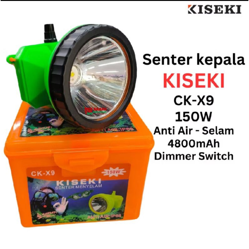 ck-x9 senter kepala menyelam kiseki 150watt cahaya putih 4800mah