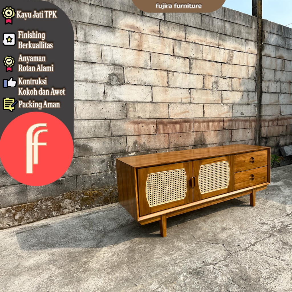 bufet TV klasik rotan bufet hias ruang tamu meja quarium