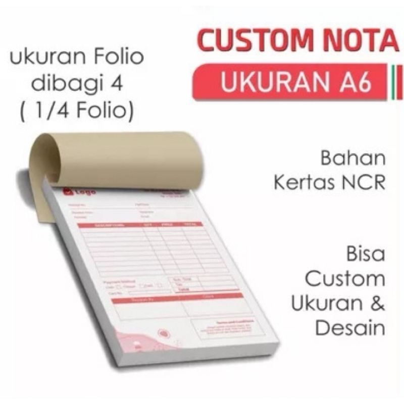 Nota Kwitansi / Buku Nota Kecil / Buku Bon / Buku Kas – Ukuran 1/4 Folio