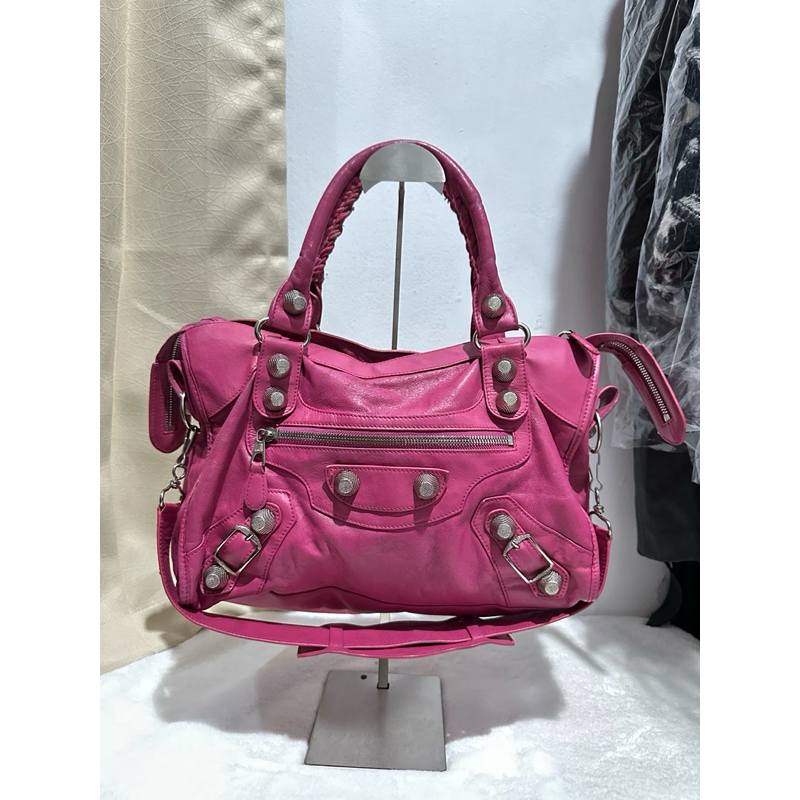 balenciaga city pink giant stud vintage