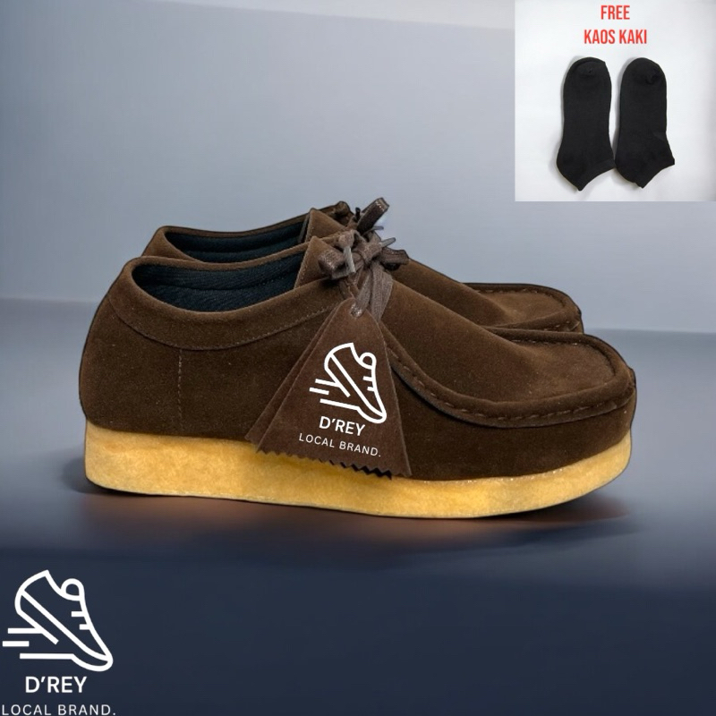 D’REY Sepatu Casual Pria Coklat Chungky Wallabee Clark Kasual Pria