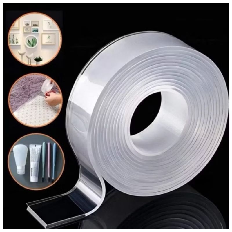 

VR DENPASAR Isolasi Bolak Balik Doubletape Nano Tape Perekat Dua Sisi Double Tape Selotip Bening