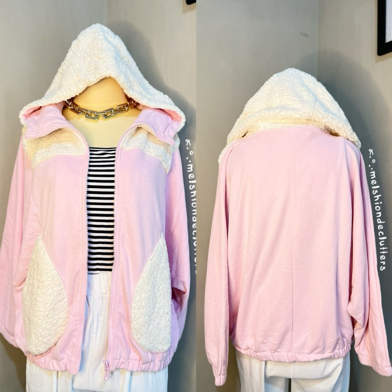 Jacket Hoodie Zipper Bulu Domba Gemes