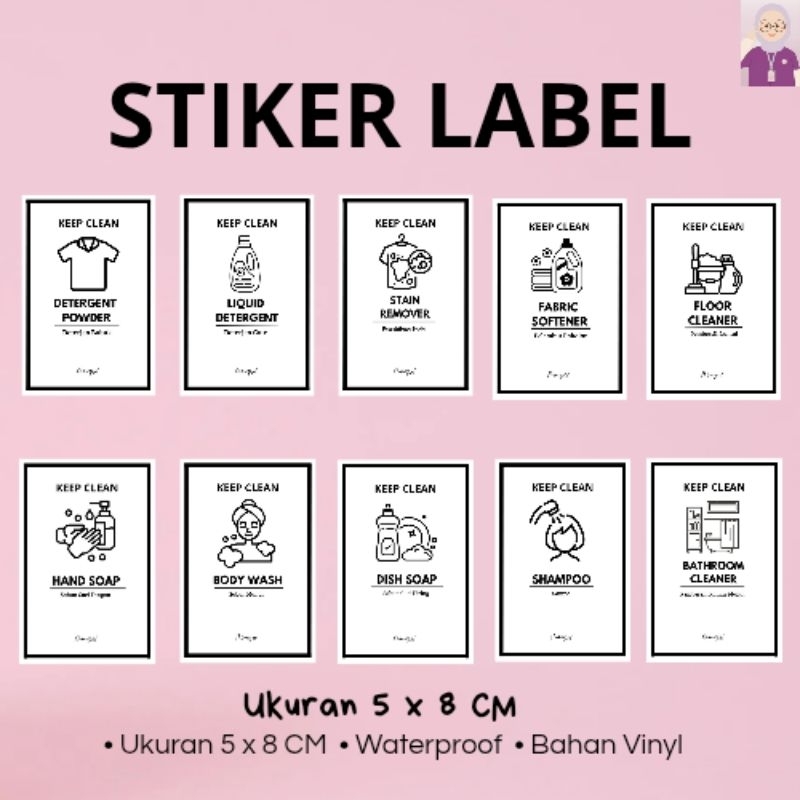 STIKER LABEL HOME LIVING BOTOL SABUN BOTOL LAUNDRY SABUN CUCI PIRING SHAMPOO MURAH PER PCS BAHAN VIN