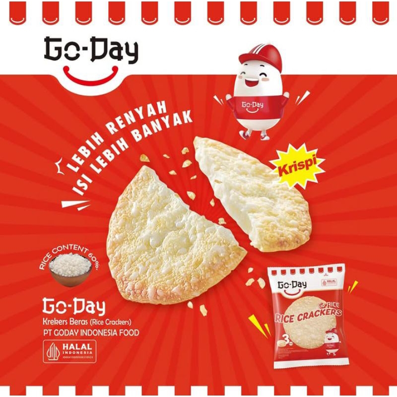 

1 RENCENG GODAY GO RICE CRACKERS SNACK BISKUIT JAJANAN ANAK KUE KREKER BERAS MAKANAN RINGAN