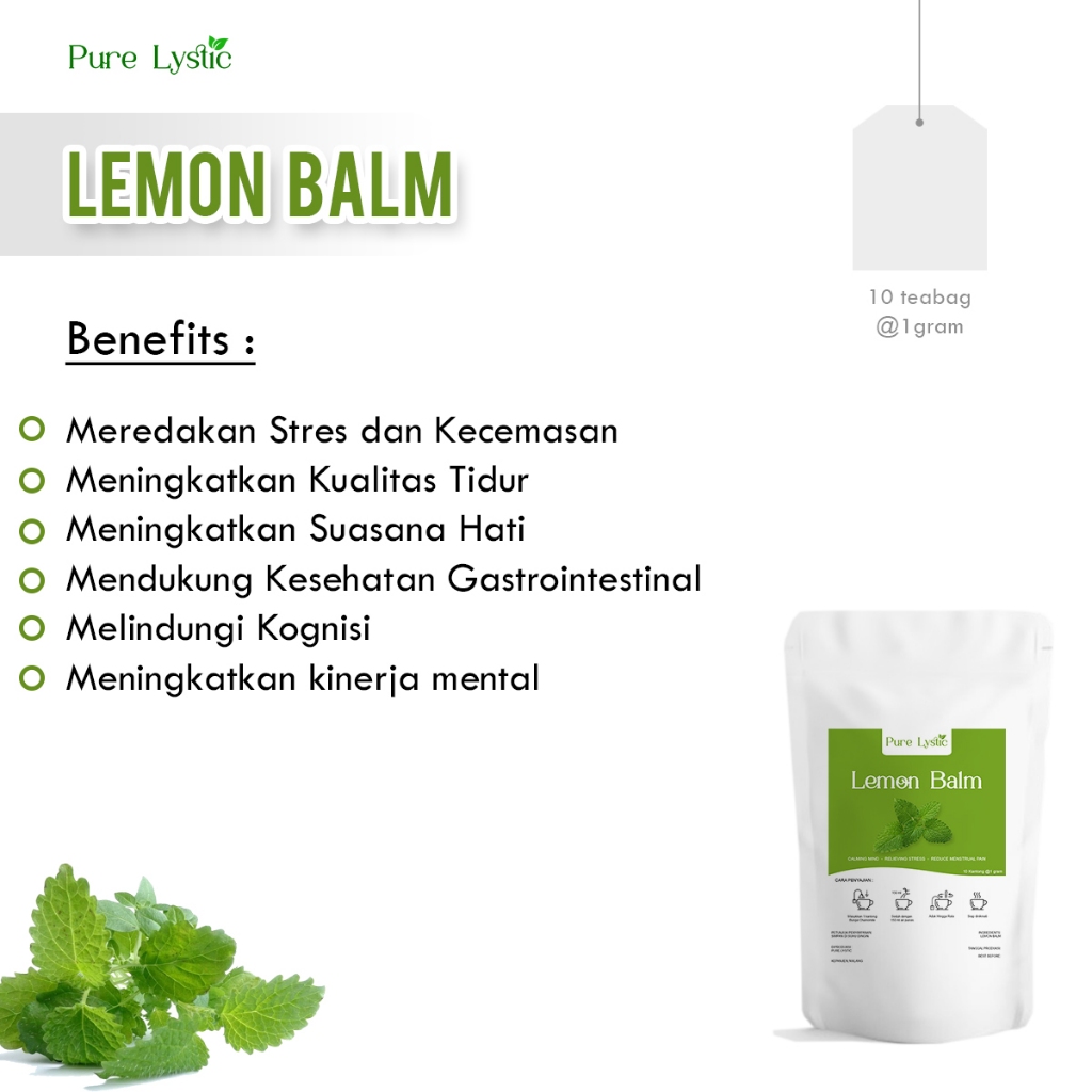 

Forcysn Pure Lystic - Lemon Balm Tea Meredakan Stres Dan Kecemasan Teh Siap Seduh
