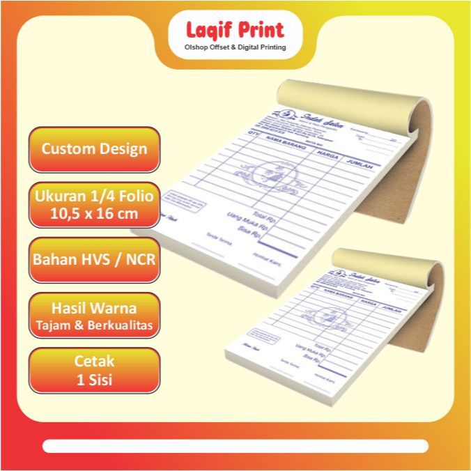 

Nota Custom Ukuran 1/4 Folio Bebas Desain Full Color