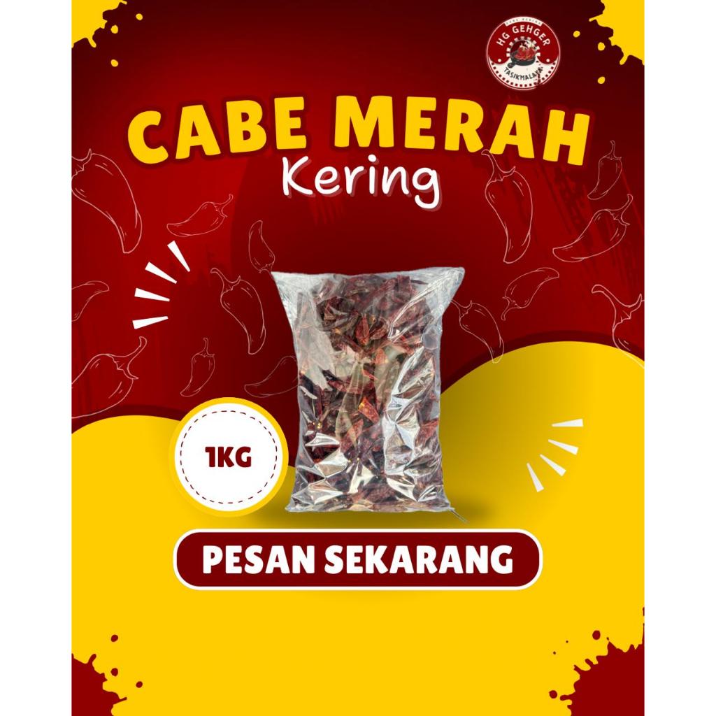 

HG GEHGER Cabe Merah Kering Besar Tanpa Tangkai 1Kg Grade 1/A Kualitas Teja Caplak Super Chili Oil