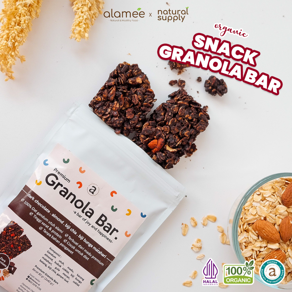 

ALAMEE Granola Bar Snackbar Dark Choco Chocolate Cemilan Diet Healthy Snack Sehat Rendah Kalori 80gr