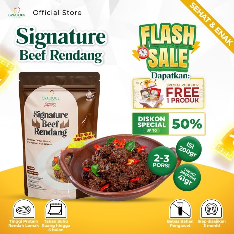 

Gracious Signature Beef Rendang - Protein 41gr (Makanan Instant Sehat Siap Saji)