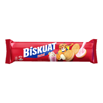 

BISKUAT ROLL SANDWICH CREAM VANILA DAN STROBERI 105GR