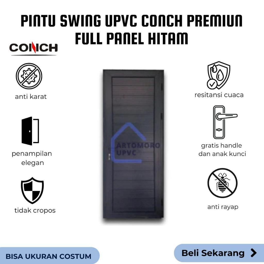 Pintu Swing UPVC Conch Premium Full Panel Hitam