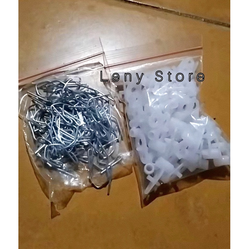 (50BIJI) KAWAT PENGAIT GORDEN DAN BIJI REL PLASTIK PUITH KAWAT PENGAIT TIRAI RODA tiang gorden