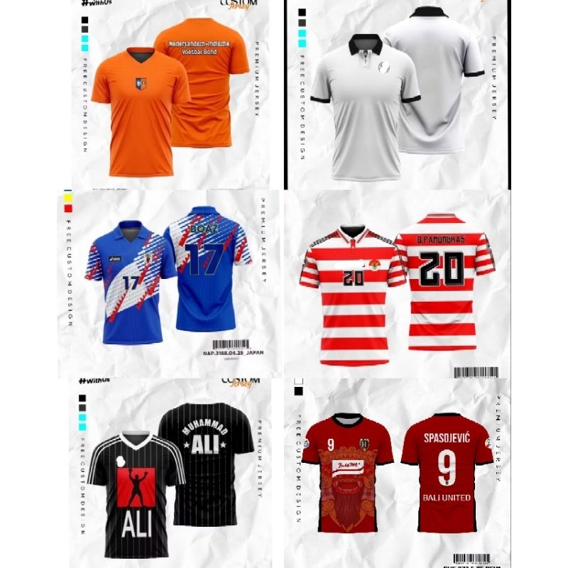 Jersey Hindia Belanda Retro Custom Printing/Jersey Nederlands-Indische Voetbal Bond/Jersey Jrman 195
