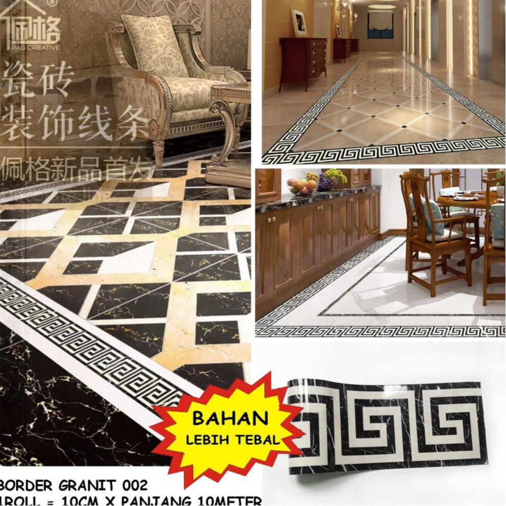 WALLBORDER LANTAI BORDER STIKER LANTAI UK 10CMX 10 METER MOTIF GRANIT 307
