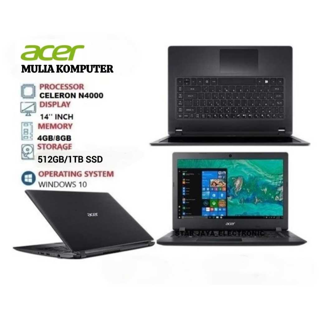 Laptop ACER A314 Intel N4000/RAM 8GB/SSD 1TB...murah bonus mouse