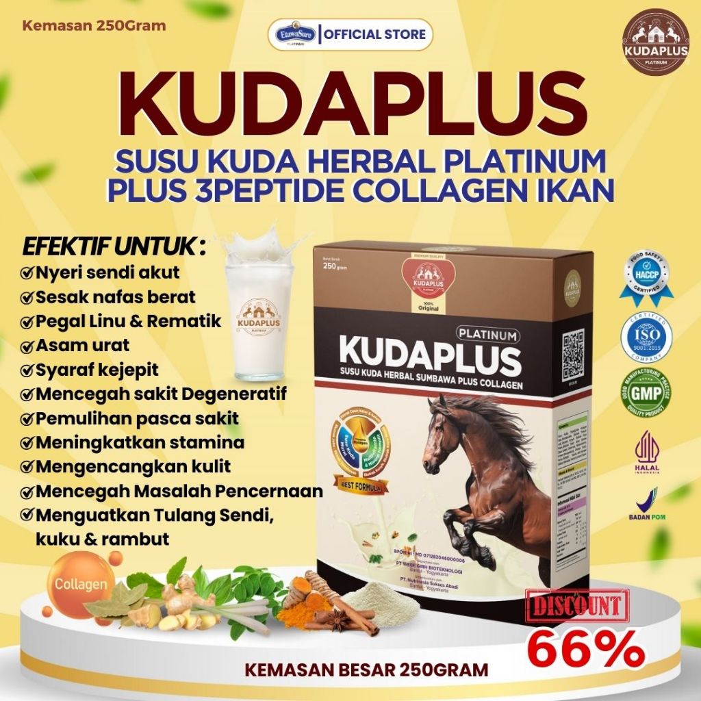 

Susu Kuda Kudaplus 100% Original dari Sumbawa Untuk Keluhan Sesak Nafas Akut dan Nyeri Sendi Berat Kemasan 250gram Paket 1 box