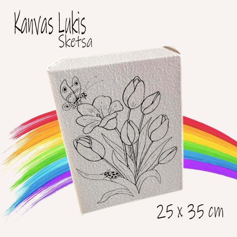 

Kanvas lukis sketsa bunga ukuran 25x35 siap pakai