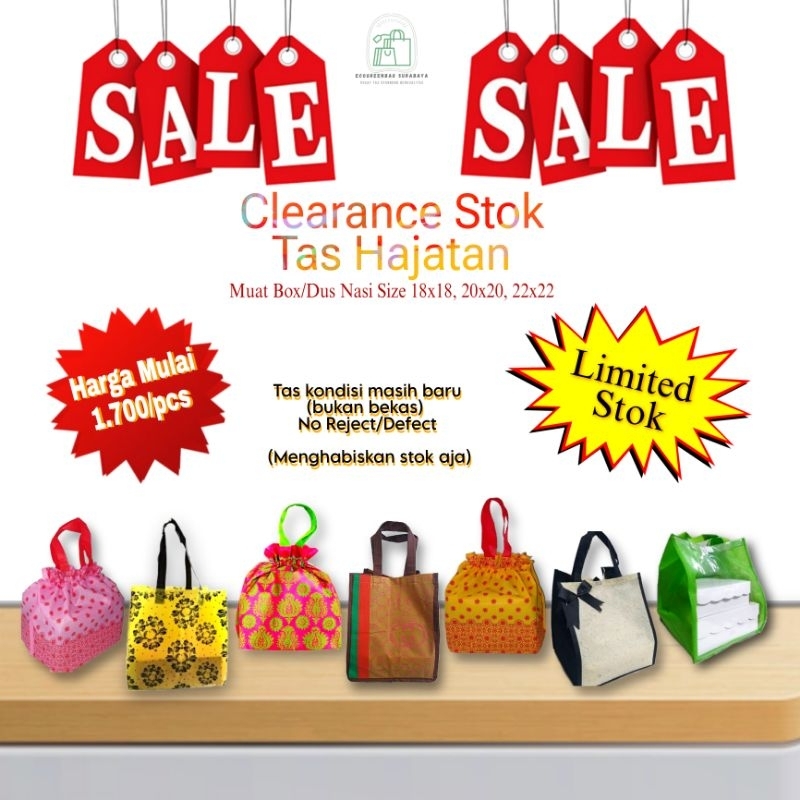 

(pcs) Sale Tas Hajatan Murah muat dus nasi 22x22 Goodiebag Berkat Sembako aqiqah syukuran pernikahan