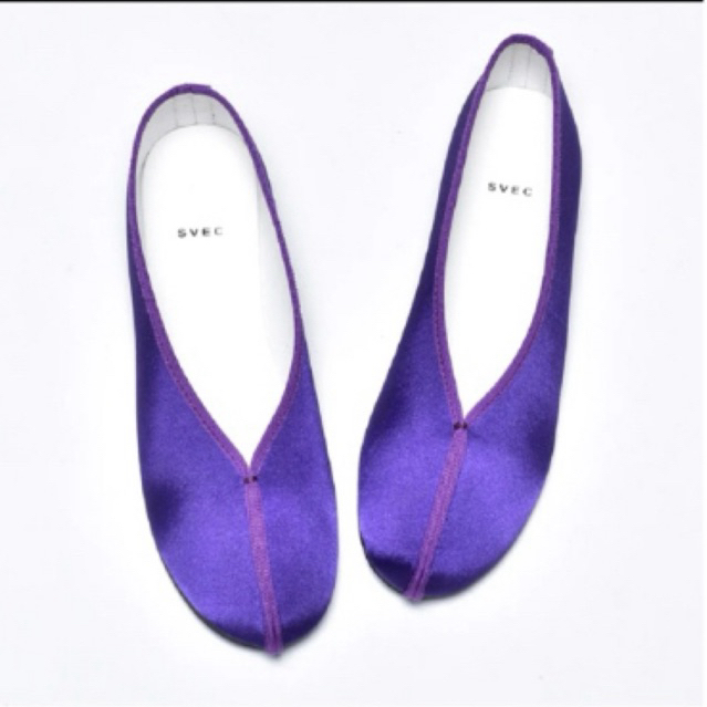 svec flat pumps purple satin shoes