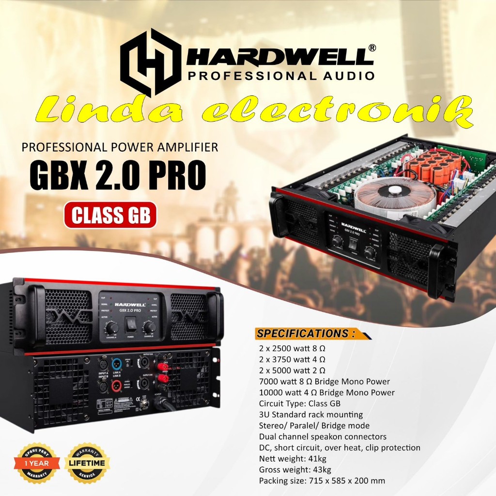POWER AMPLIFIER HARDWELL GB 2.0 PRO / GB2.0PRO / GB2.0 PRO / GB 2.0PRO 2 X 2500 WATT CLASS GB ORIGIN