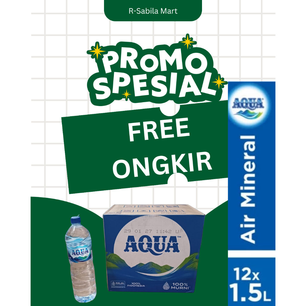 

AQUA BOTOL AIR MINERALE 1500 ML / 1.5 LITER ISI 12 BOTOL PER DUS