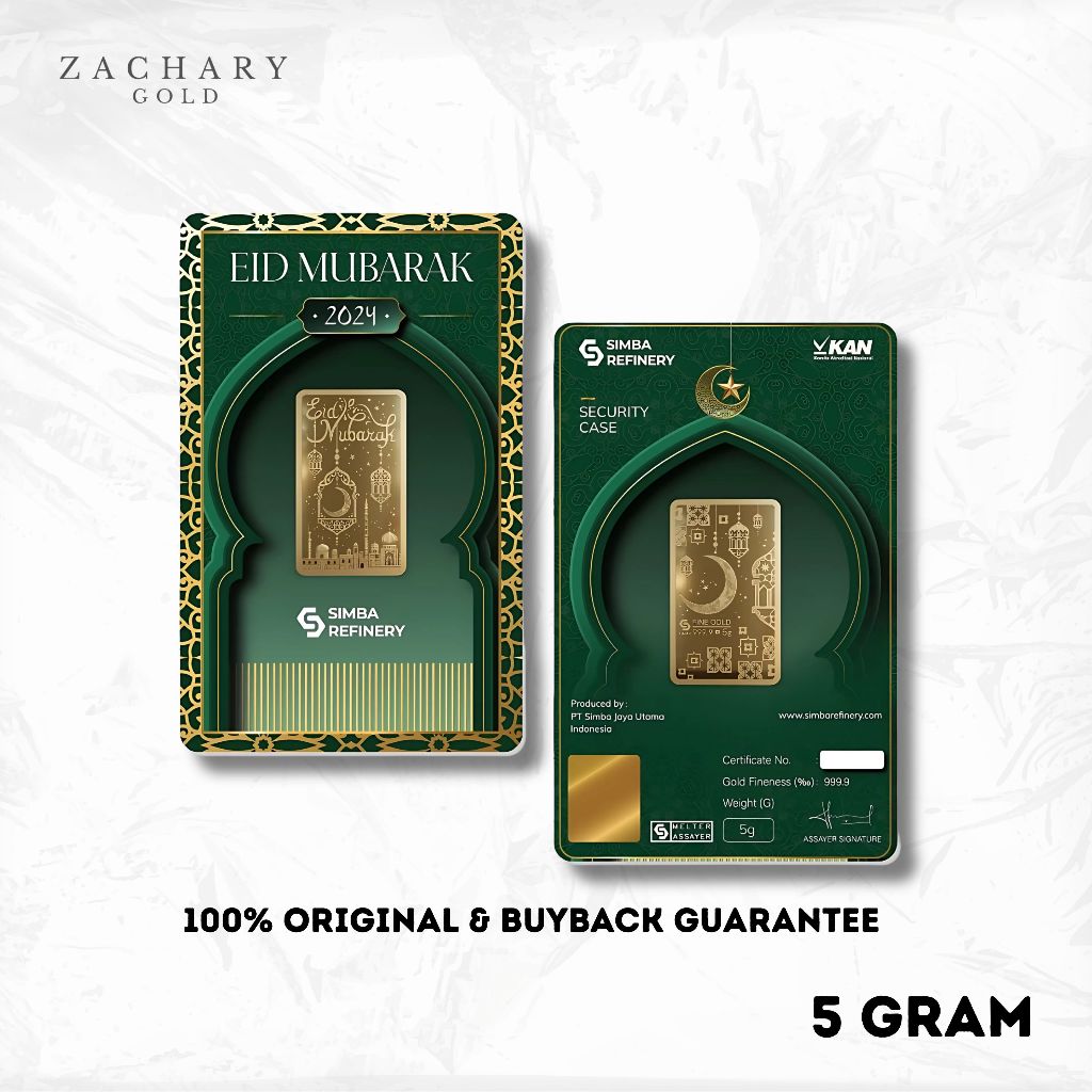 SIMBA Logam Mulia Emas 5 Gram Idul Fitri - LM Batangan Sertifikat Fine Gold 99.99% 24 Karat 999.9