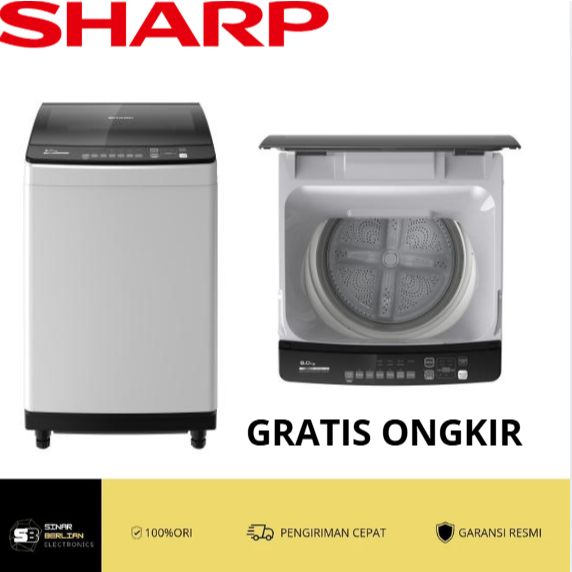 MESISN CUCI SHARP TOP LOADING (MEGAMOUTH SERIES)( 8KG,9KG,10KG) ES-M8000T-GG,ES-M9000T-GG,ES-M1000T-
