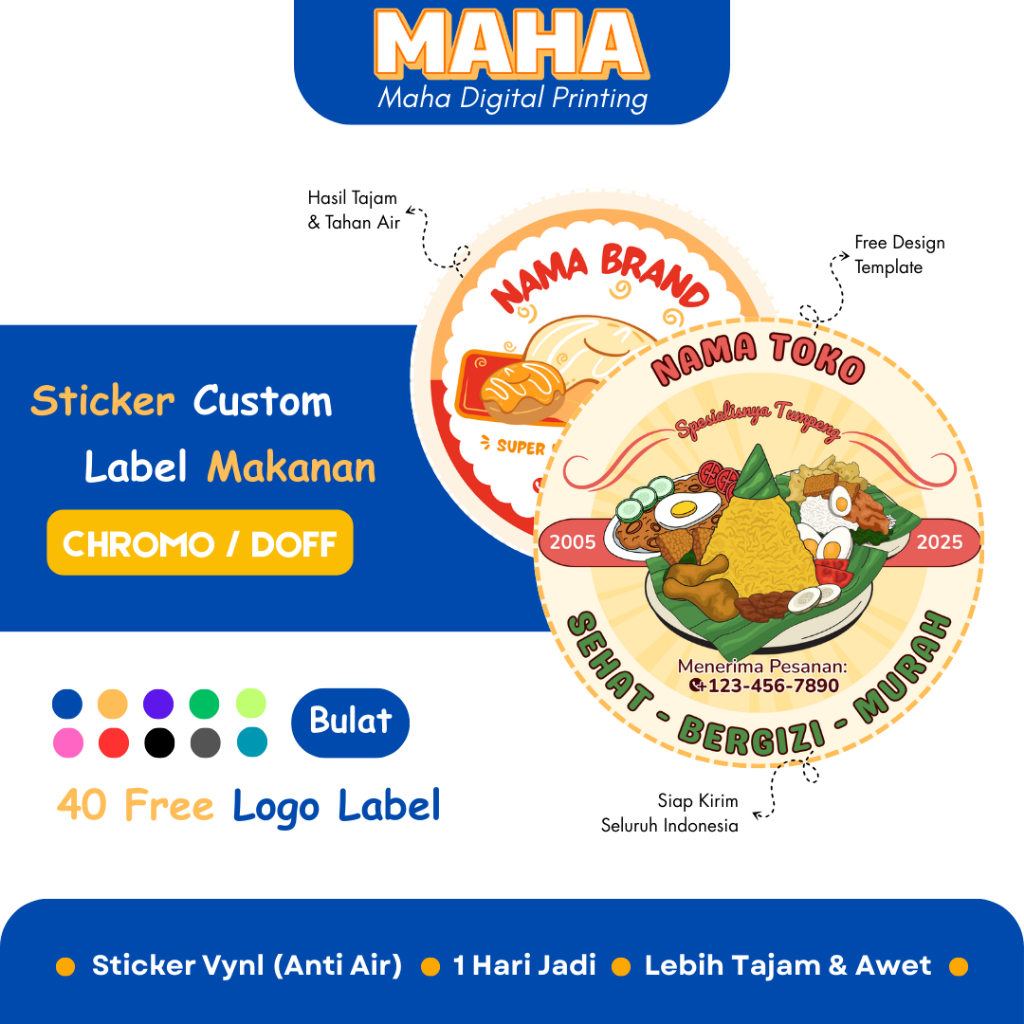 

Cetak Stiker Label Bulat Custom / Sticker Label Logo Makanan / Label Kemasan Makanan