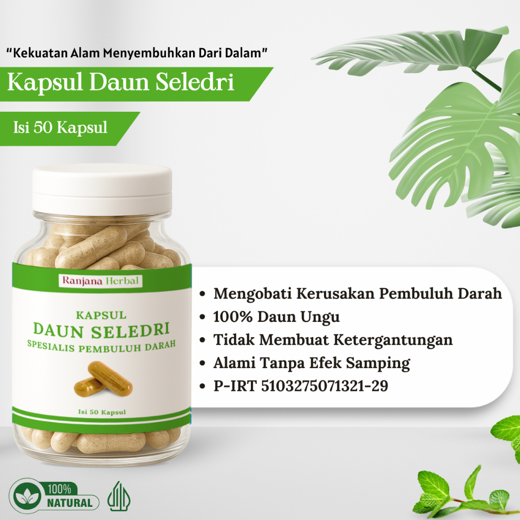 Ranjana Herbal Kapsul Herbal Daun Seledri Obat Darah Tinggi Hipertensi Pembuluh Darah Serangan Jantu